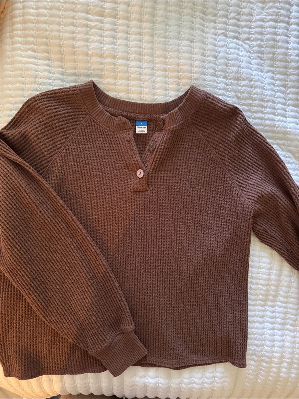 Old Navy Men's Chocolate Brown Waffle-Knit Crewneck Sweater